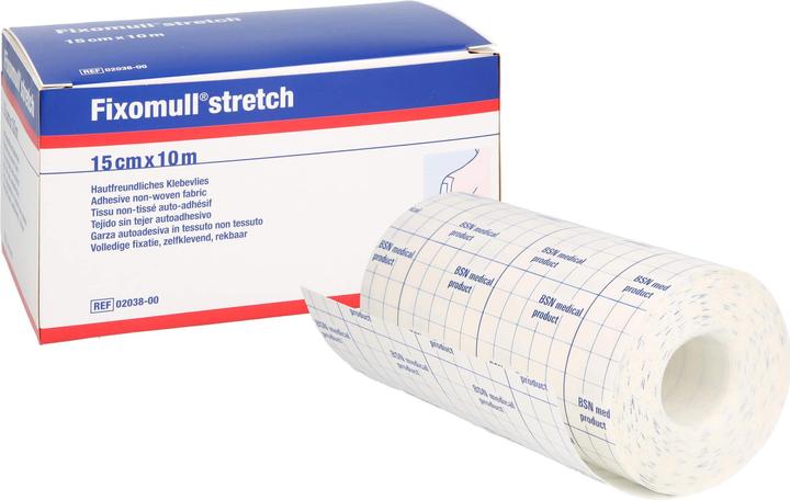 Actual product image Kohlpharma Fixomull Stretch 10 m x 15 cm Adhesive fleece for full-surface dressing fixation Reimport