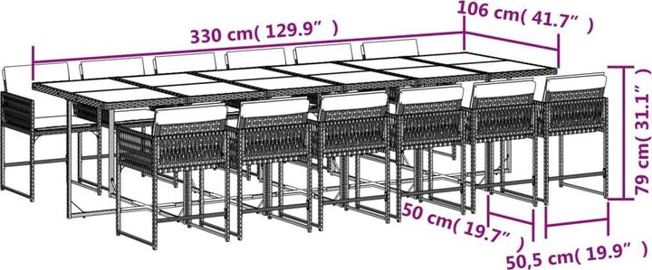 Produktbild vidaXL Garten Essgruppe (330 x 106 x 73 cm)