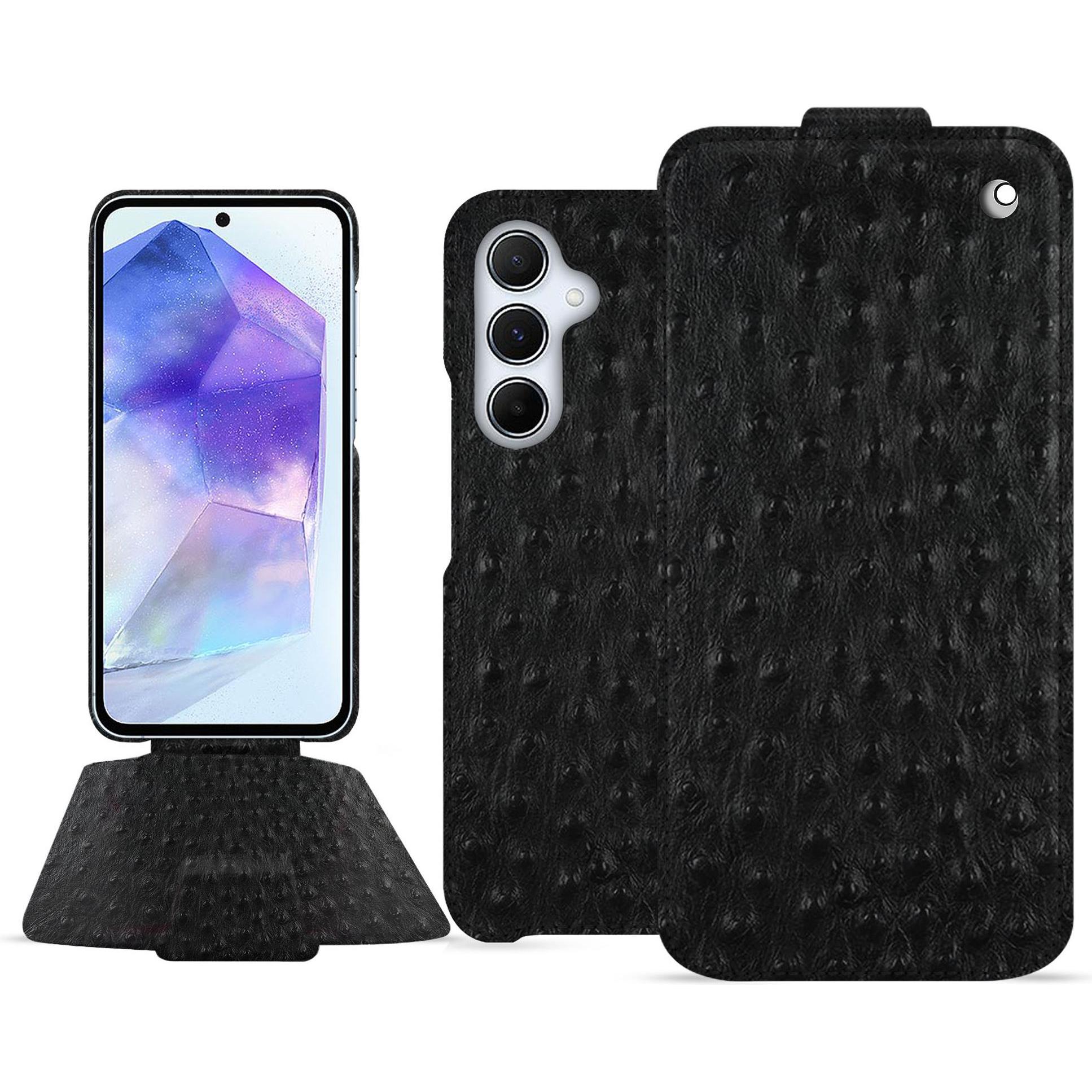 Noreve Lederschutzhülle vertikal (Samsung Galaxy A55), Smartphone Hülle, Schwarz