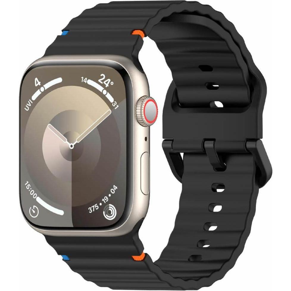 Thumbnail - Cover-Discount Apple Watch 42/41/40mm - Silikon Sportarmband Ersatzband (Silikon), Uhrenarmband, Schwarz