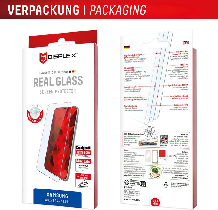 Produktbild Displex Real Glass, 2D Panzerglas (1 Stück, Samsung Galaxy S24+, Samsung Galaxy S25+)
