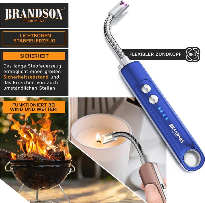 Produktbild Brandson Stabfeuerzeug, Lichtbogen Feuerzeug elektrisch, USB aufladbar, Kerzenanzünder für Kerzen, Gasherde