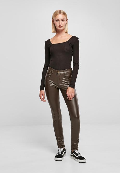 Actual product image Urban Classics Ladies Mid Waist Synthetic Leather Pants (28)