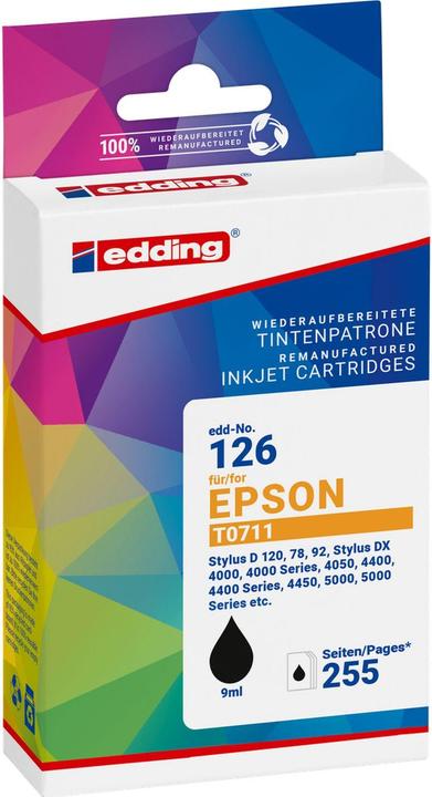 Actual product image Edding EDD-126 black printer cartridge compatible with EPSON T0711/T0891 (FC)