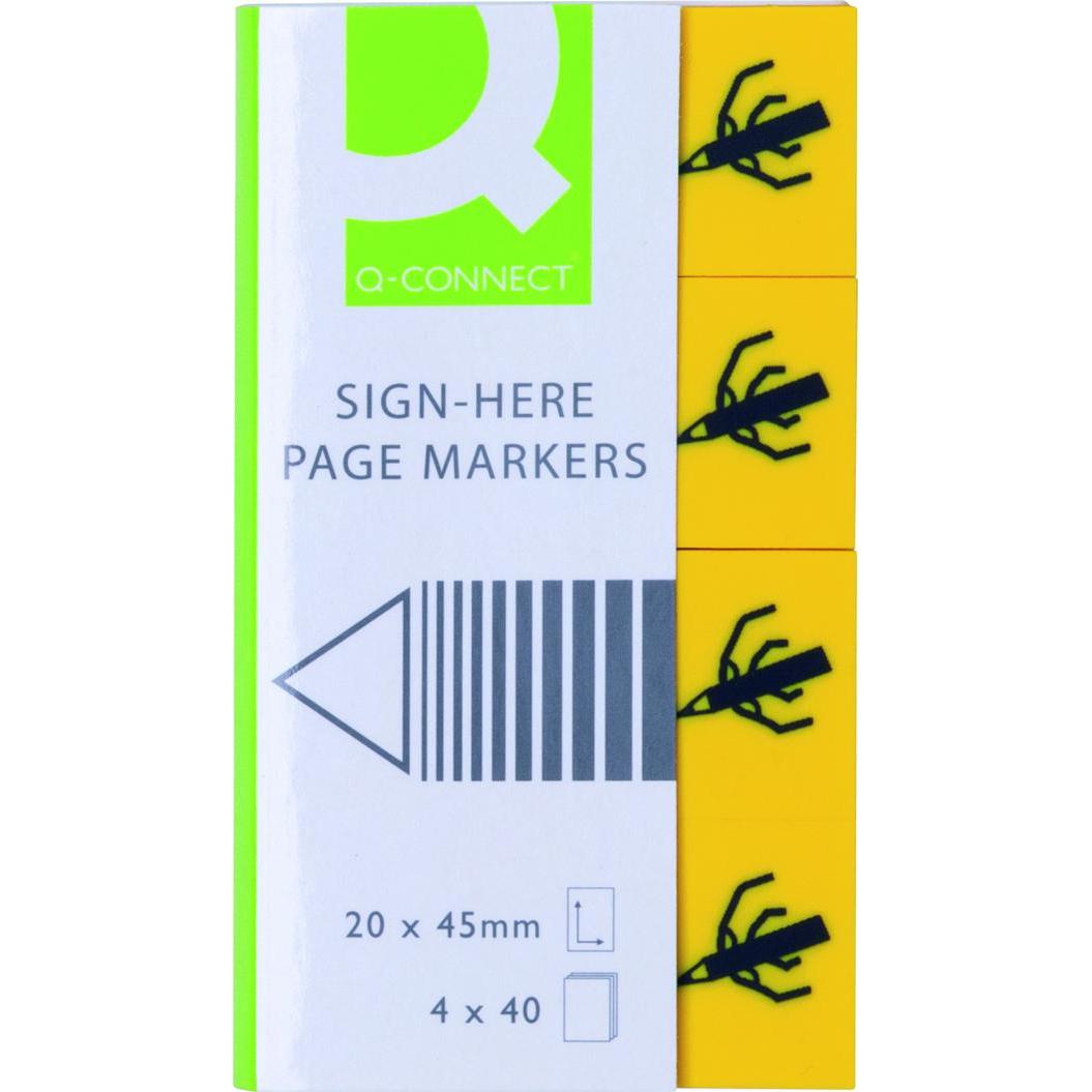 Q-Connect Registerregisterkarten zum Signieren, PP, 20 x 45 mm, 4 x 40 Karten. (41944209)