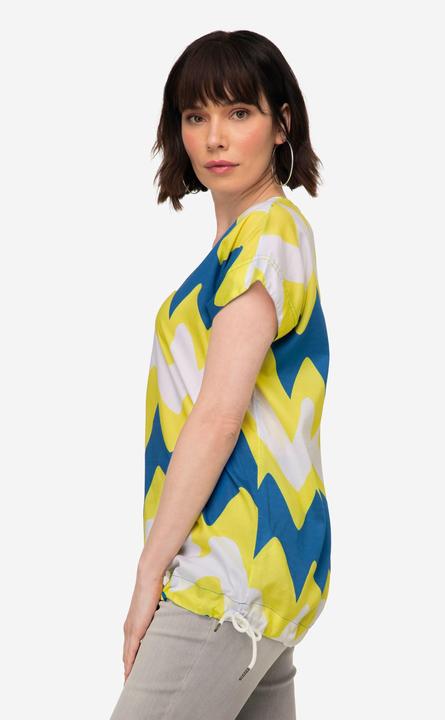 Produktbild Laurasøn Bluse, oversized, Zackenmuster, V-Ausschnitt, Halbarm (M)