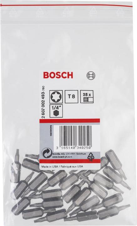 Produktbild Bosch Professional Zubehör Schrauberbit Extra-Hart T8, 25 mm, 25er-Pack