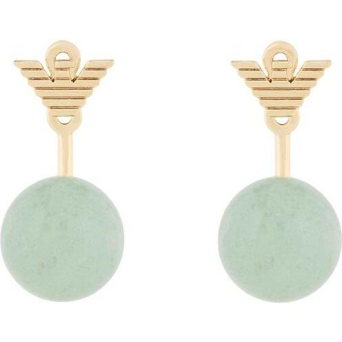 Emporio Armani, Orecchini, - Gold-plated 2-in-1 earrings with aventurine stones EGS3227710