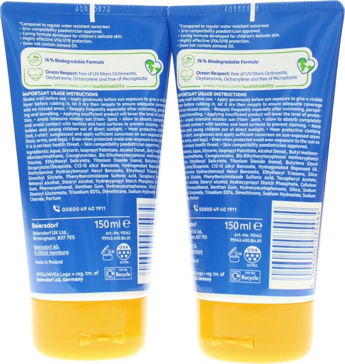 Actual product image NIVEA Sun Kids Ultra Protect & Play SPF 50+ Lotion 150ml - Moisturising for Kids (Suntan cream, SPF 50+, 150 ml)