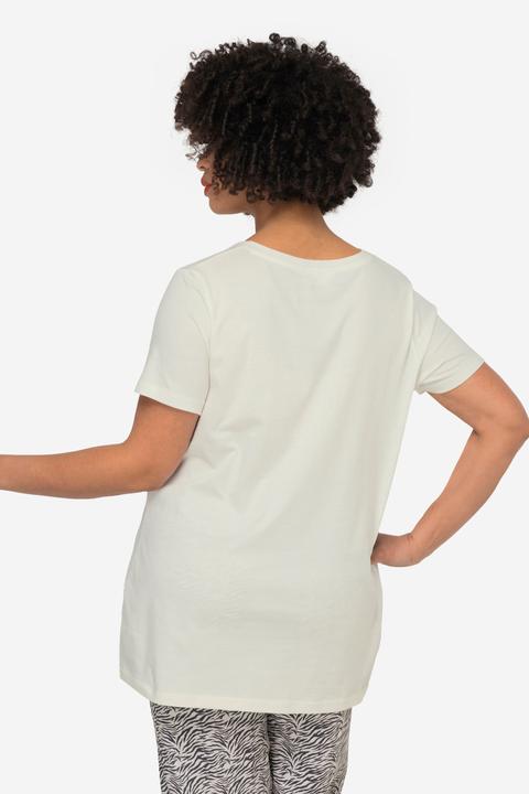Produktbild Angel of Style T-Shirt, Pailletten-Schriftzug, V-Ausschnitt, Halbarm (46)