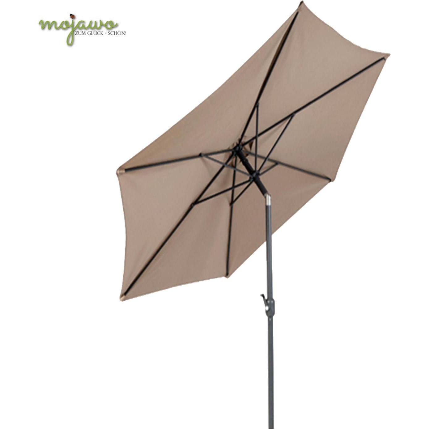 Mojawo, Sonnenschirm, Alu Gartenschirm Ø 3m – Knickbarer Sonnenschirm UV30 Kurbel Taupe