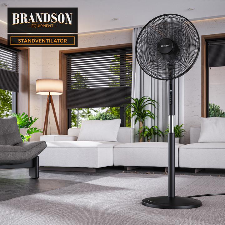 Actual product image Brandson Standventilator, Fernbedienung, DC, leise, energiesparend, Oszillation, Timer, 43 cm Ø, 12 Stufen (59 dB)
