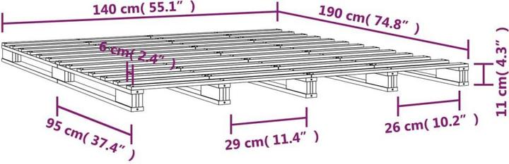 Actual product image vidaXL Palettenbett (140 x 190 cm)