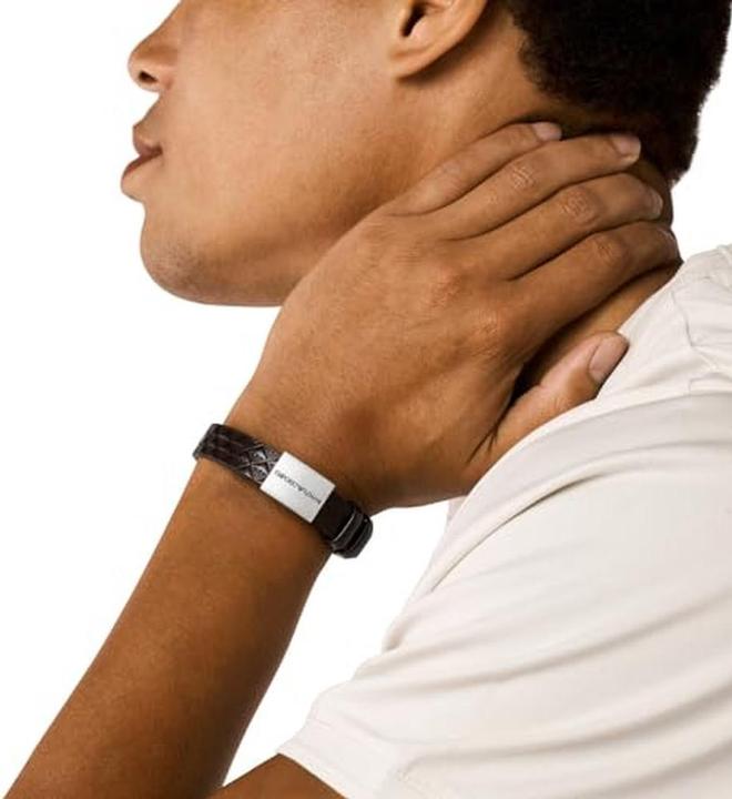 Image du produit Emporio Armani Armband (25 cm, Acier inoxydable, Cuir)