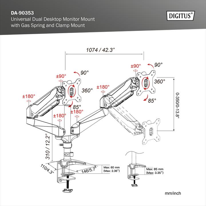 Produktbild Digitus Dual LED/LCD Tischhalterung (Tisch, 27")