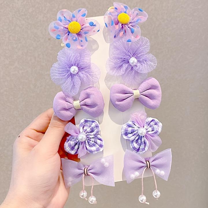 Actual product image Activity Board 10 pieces of adorable flower hair clips, hair jewellery for girls, 10 pieces of girls' hair ties