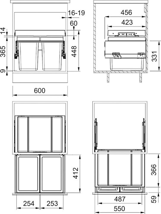 Produktbild Franke Abfalltrennsystem FX 60 26-26 (52 l)