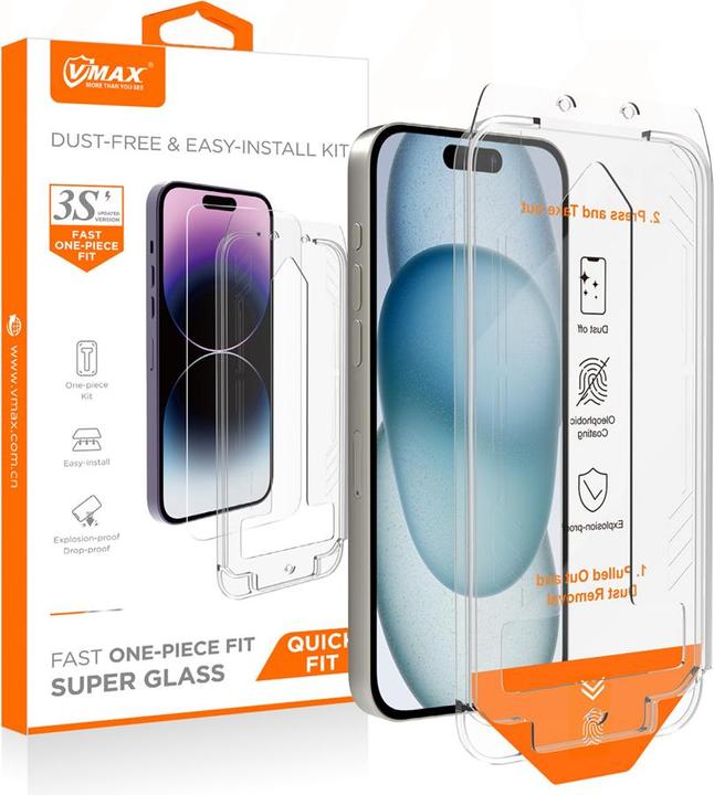 Actual product image Vmax tempered glass easy install 2,5D Normal Glass for iPhone 12 / iPhone 12 Pro 6,1" easy install k (1 Piece, Apple iPhone 12)