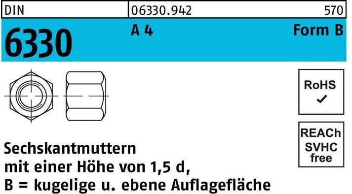 Produktbild Sechskantmutter DIN 6330 Form B BM 10 SW 17 A 4 (M10)
