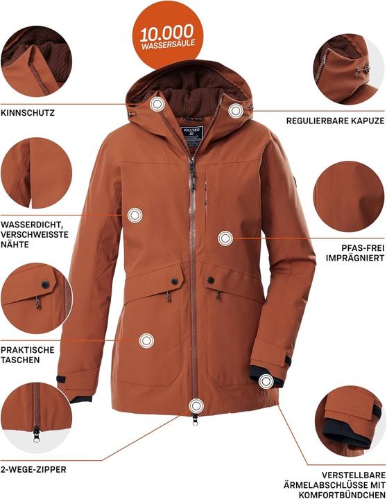 Actual product image Killtec Functional Women's Parka with Adjustable Hood, Waterproof, Breathable, Reflective Elements (44)