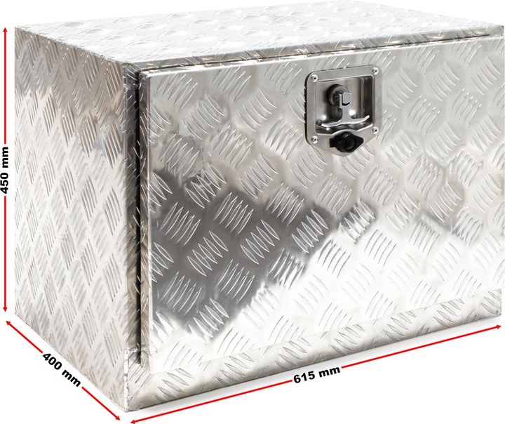 Immagine prodotto Wiltec Cassetta degli attrezzi Chequer Plate Site Box Storage Chest Tool Van Truck Pick up Alluminio (61,5 x 40 x 45 cm, 110.25 l)