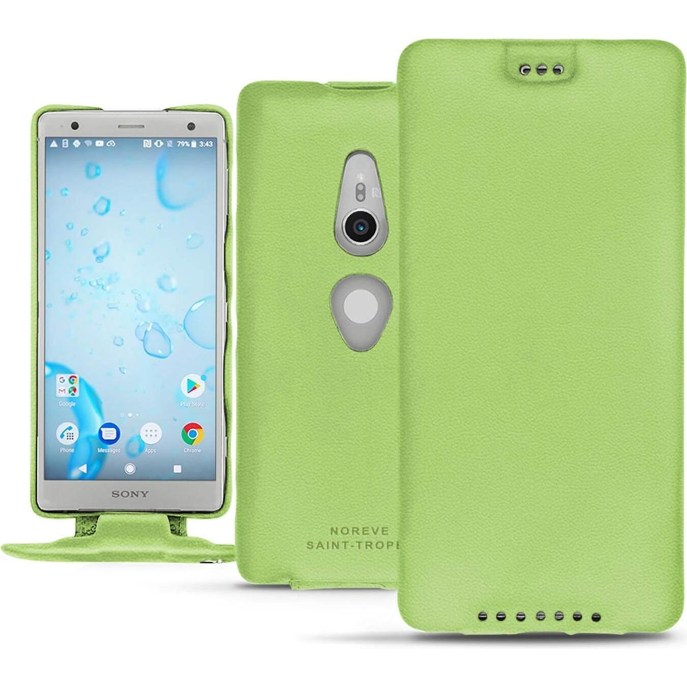 Noreve Lederschutzhülle vertikal (Sony Xperia XZ2), Smartphone Hülle, Grün