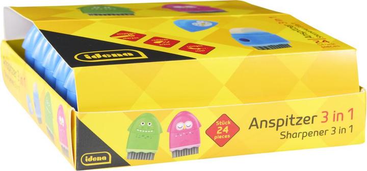 Actual product image Idena Anspitzer 3in1 mit Radierer und Bürste 3fach sortiert