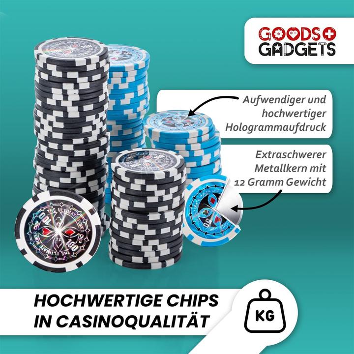 Immagine prodotto Goods + Gadgets Pokerkoffer Set mit 500 Chips