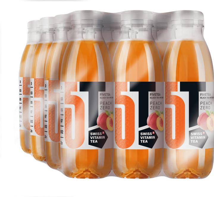 Actual product image FiveTea Vitamin PEACH Zero PET Box (12 x 50 cl)