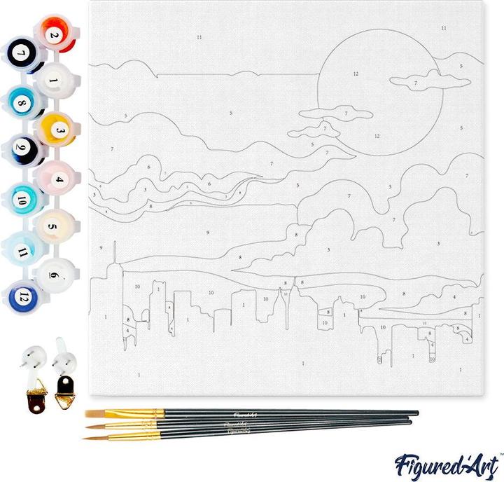 Immagine prodotto Figured'Art Mini Kit da Dipingere con i Numeri con Cornice - New York sotto und cielo rosa