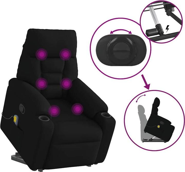 Actual product image VidaXL Massage chair with stand-up aid black fabric