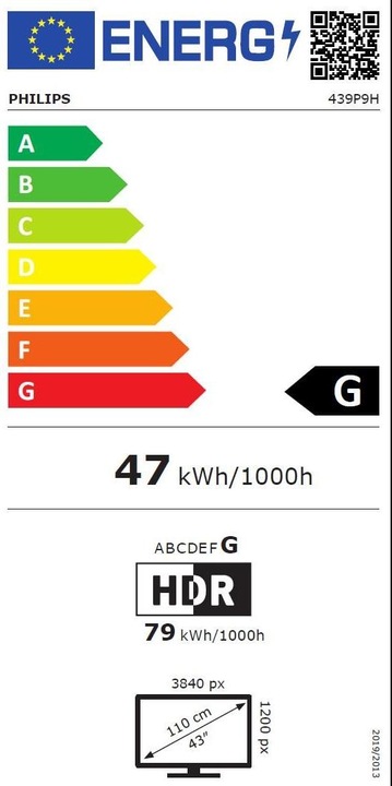 Energie-Label Philips P-Line 439P9H/00 (3840 x 1200 Pixel, 43.39")