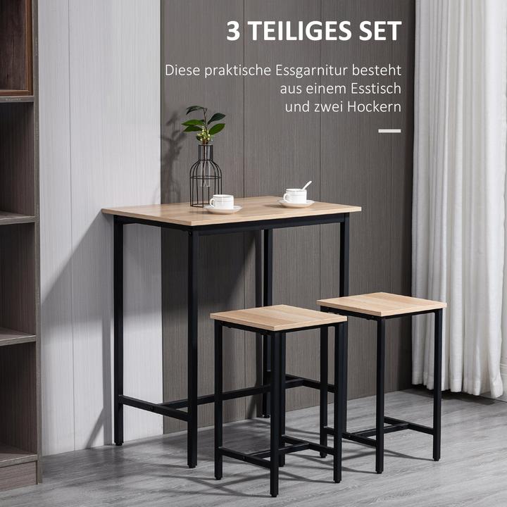 Actual product image Homcom Dining set with 2 stools (Wood)