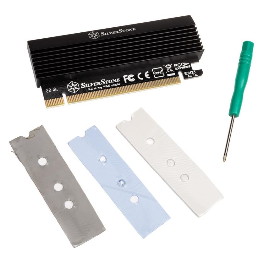 Carte Adaptateur PCIe M.2 Silverstone ECM20 - 2 Emplacements (PCIe Et SATA) Pour SSD NVMe