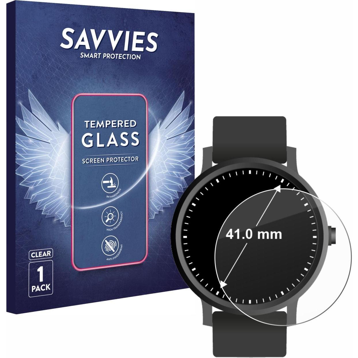 Savvies Panzerglas Hartglas Displayschutz, Smartwatch Schutzfolie, Transparent