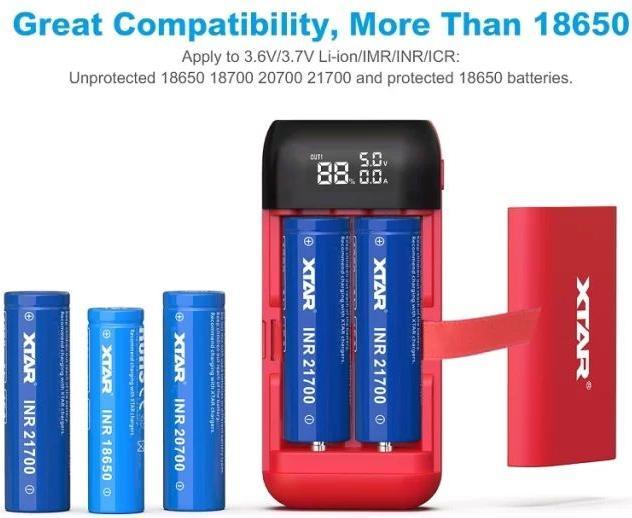 Produktbild Xtar PB2S (1 Stk., 18650, 20700, 21700, Ladegerät ohne Akku)