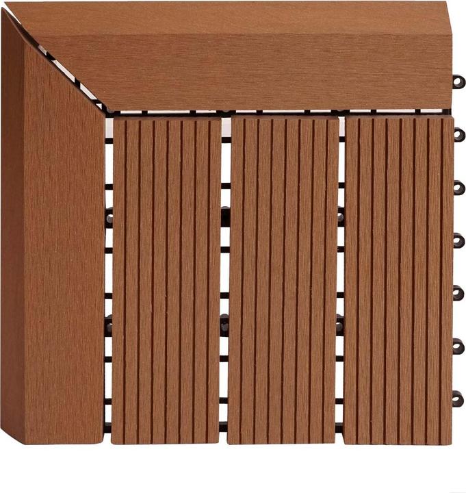 Image du produit Swisshandel24 WPC Carrelage d'angle Rhône + bordure, aspect bois terrasse, 30x30cm Premium Angle gauche, teck (1 x, 30 x 30 cm)