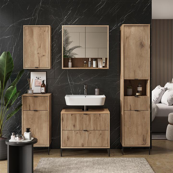 Actual product image Vicco Waschbeckenunterschrank Eliza, Viking Oak, 70 x 63 cm mit 2 ausziehbaren Schubladen (70 x 45.10 x 63 cm)