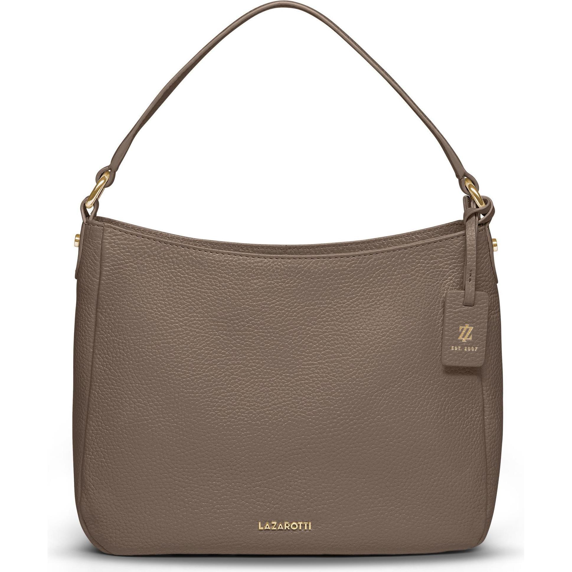 Lazarotti, Handtasche, Bologna Leather Schultertasche Leder 27 cm, Beige