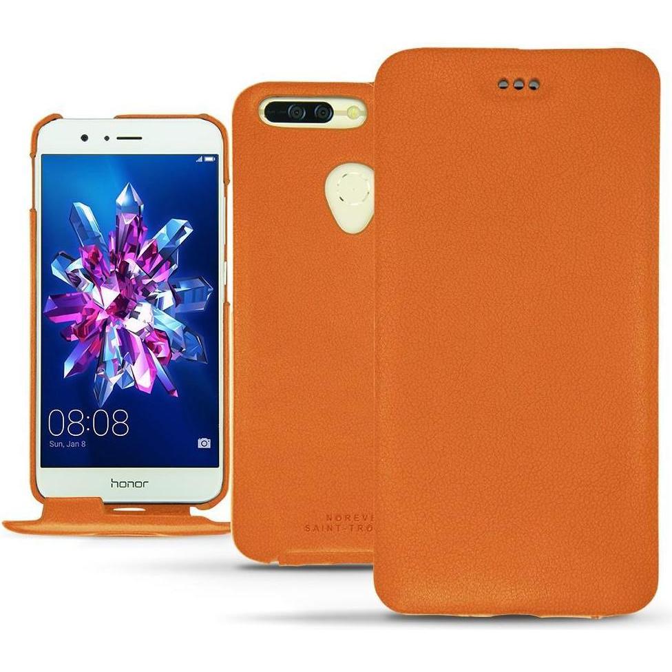 Noreve Lederschutzhülle vertikal (Honor 8 Pro), Smartphone Hülle, Orange