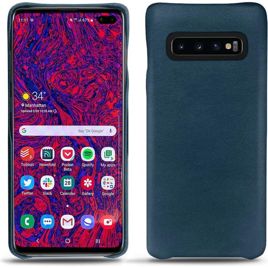 Noreve Lederschutzhülle (Samsung Galaxy S10+), Smartphone Hülle, Blau