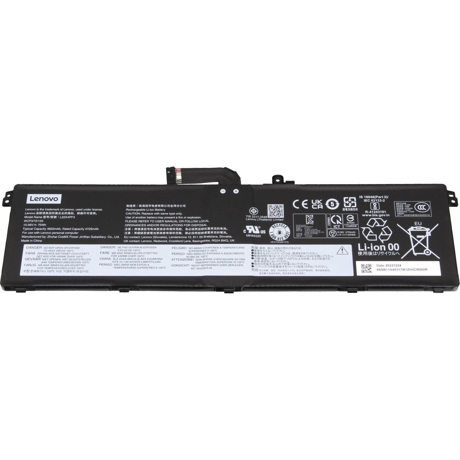 Lenovo 5B11N45334 (4 Zellen, 4821 mAh), Notebook Akku