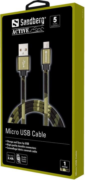 Image du produit Sandberg MicroUSB Camouflage Vert 1m (1 m, USB 2.0)
