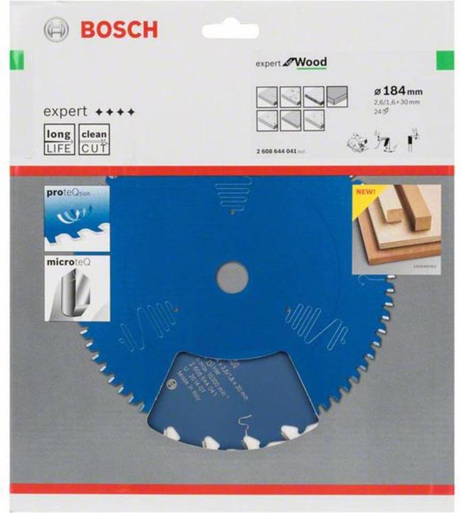 Immagine prodotto Bosch Professional Zubehör Lama circolare Expert per legno, 184 x 30 x 2,6 mm, 24