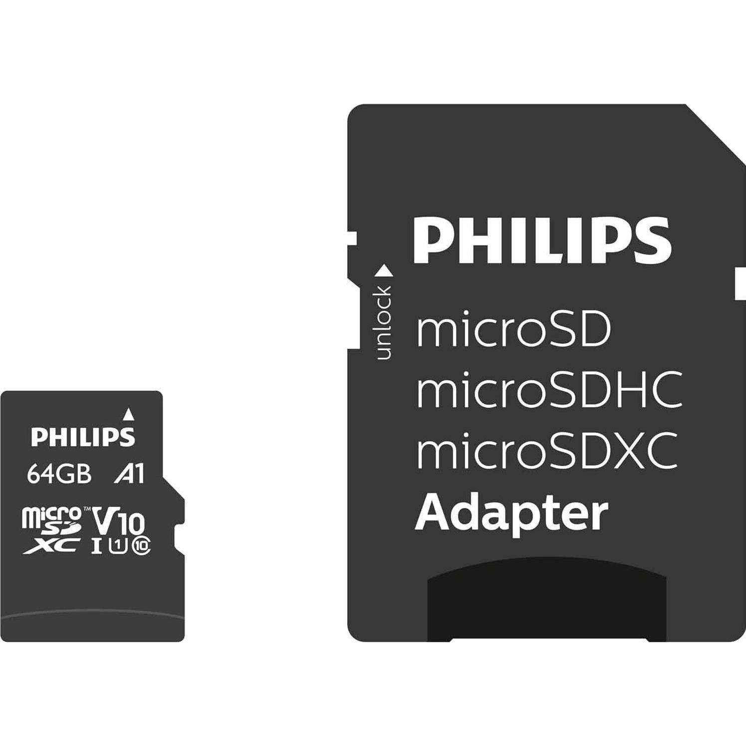Philips Ultra Speed (64 GB, microSDXC, U1, UHS-I), Scheda di memoria, Nero