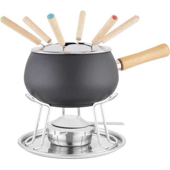 EVA Fonduta Smaltata Nera Opaca Set 12, Set per fondue, Nero