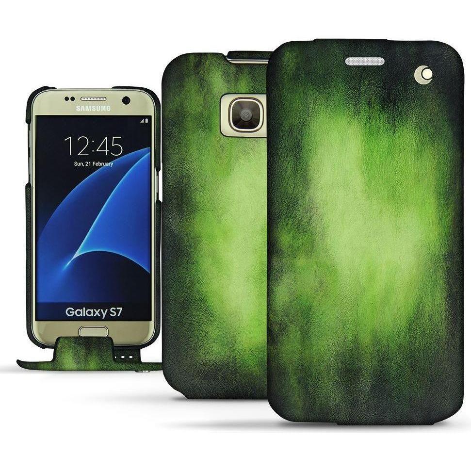 Noreve Lederschutzhülle vertikal (Samsung Galaxy S7), Smartphone Hülle, Grün