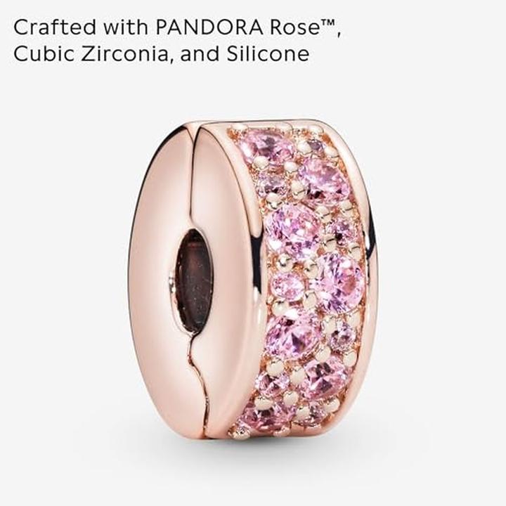 Produktbild Pandora Clip Pavé Glanz Rosa in Rosé (Silber 925, Schmuckstein)