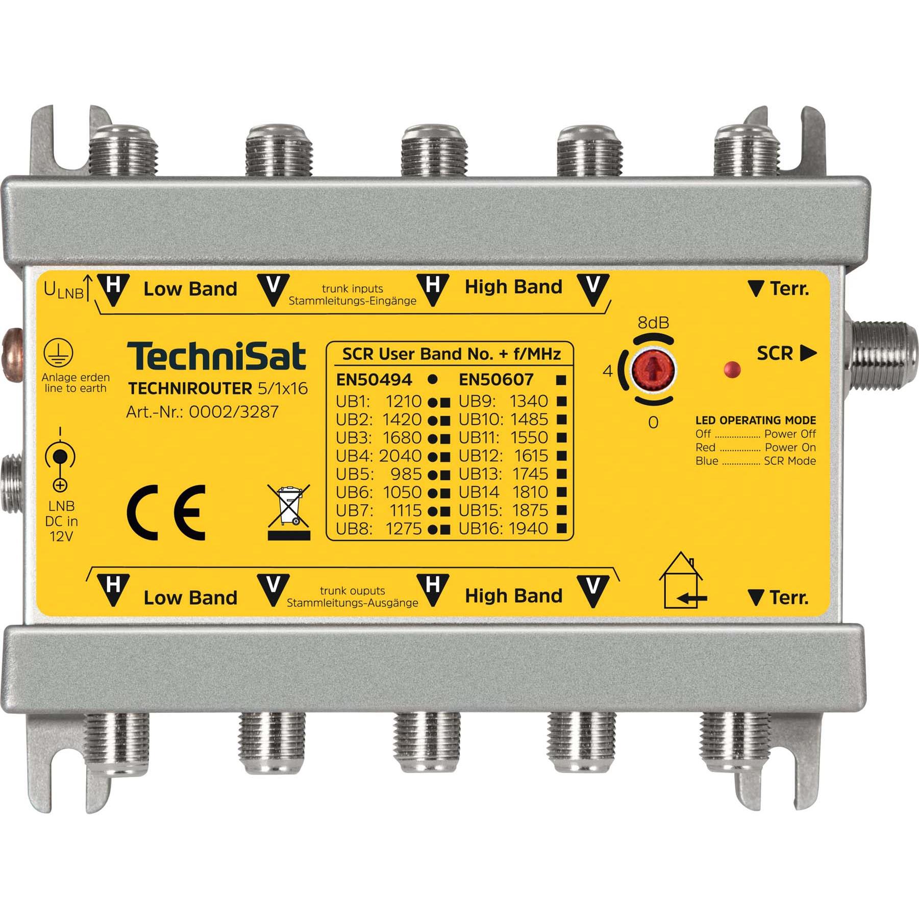 TechniSat TechniRouter 5/1x16 (Multischalter), SAT Zubehör, Gelb, Silber