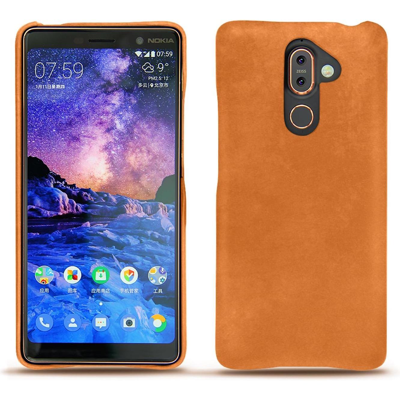 Noreve Lederschutzhülle (Nokia 7 Plus), Smartphone Hülle, Orange